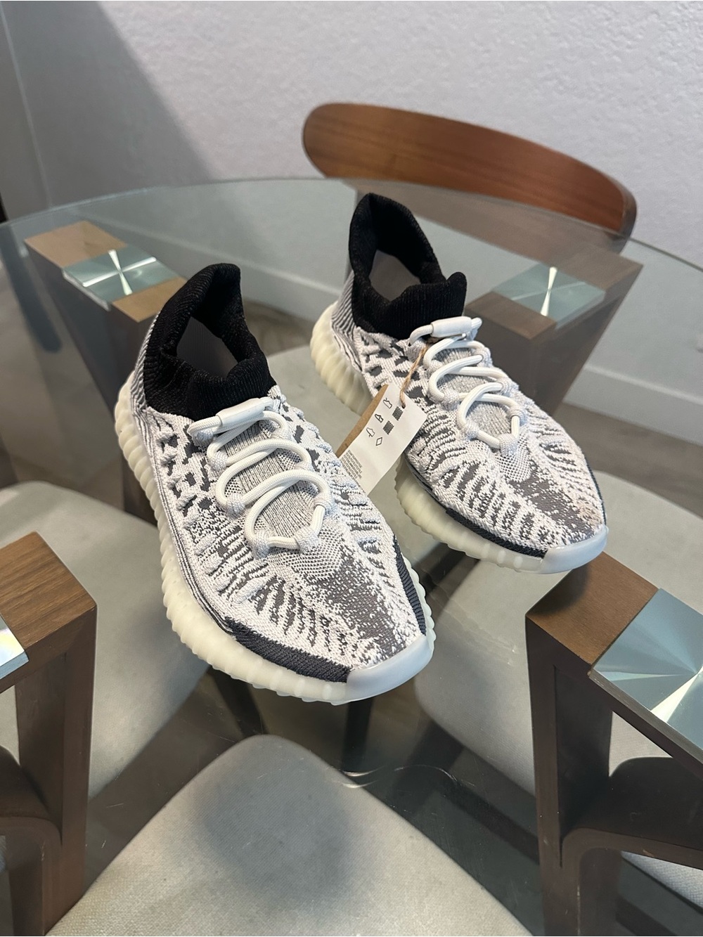 Yeezy Boost Styled Knit Sneakers in White and Black
